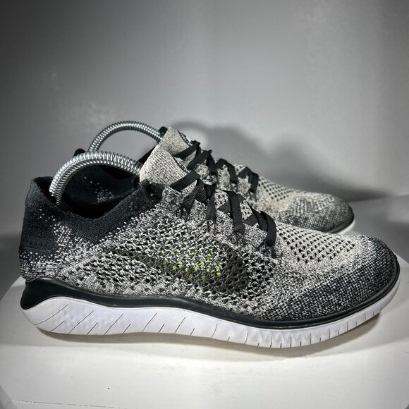 Nike Free RN Flyknit Womens Size 9.5 Knit Shoes Running Sneakers Black Gray Gym - Picture 5 of 12